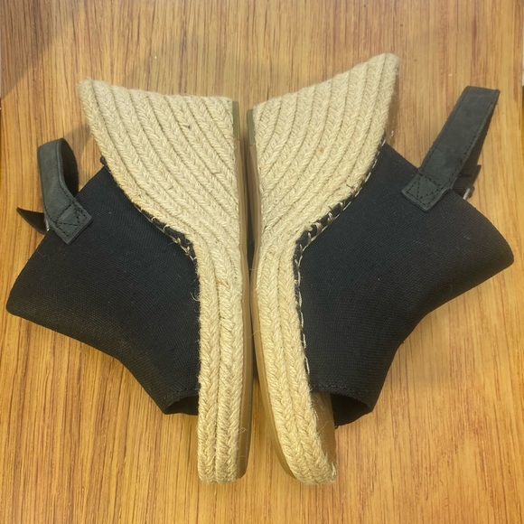 Black Tom’s Espadrille Wedge Shoes with Slingback Size 7W - Picture 1 of 10